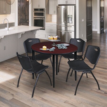 Regency Kahlo Round Table & Chair Sets, 42 W, 42 L, 29 H, Wood, Metal, Plastic Top, Mahogany TPL42RNDMHBK47BK